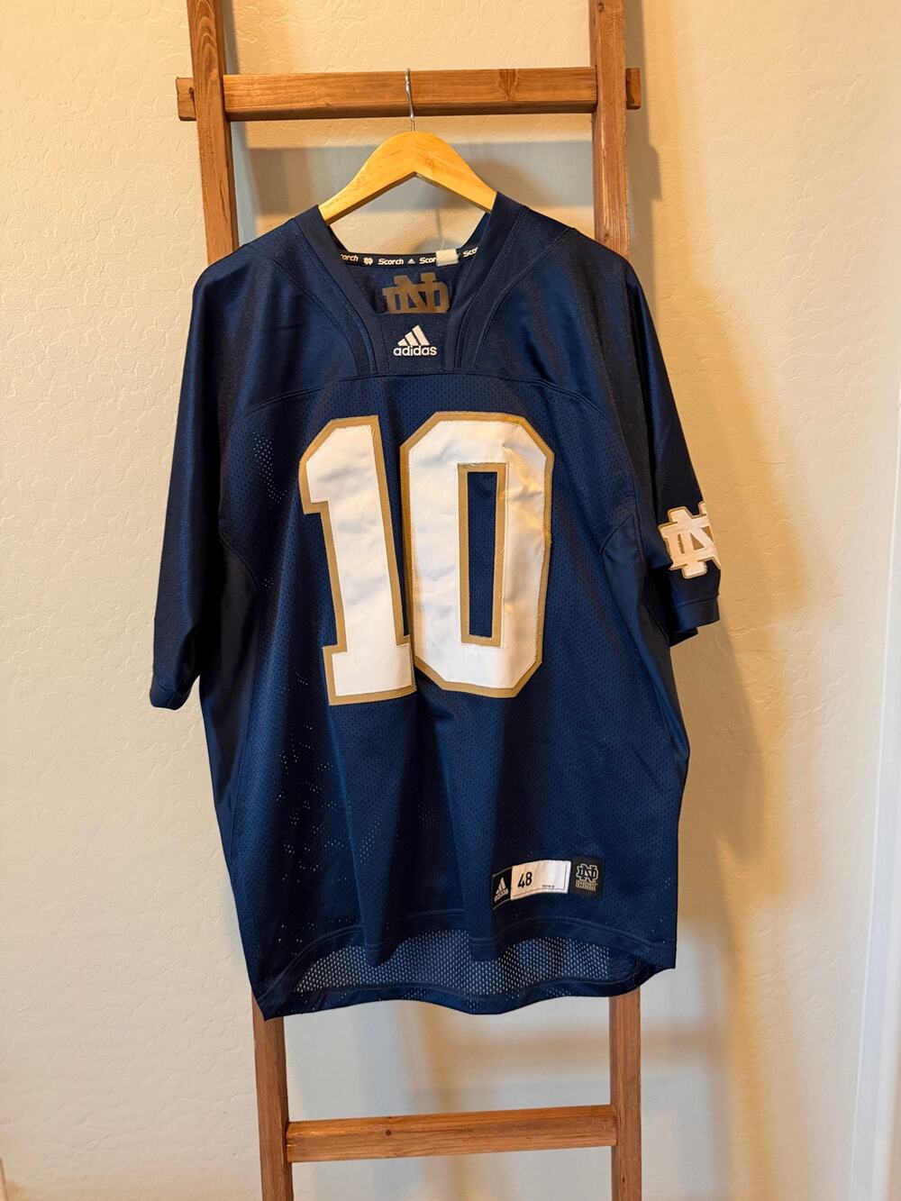 adidas Notre Dame Fighting Irish #10 Football Jersey Navy Gold Size M